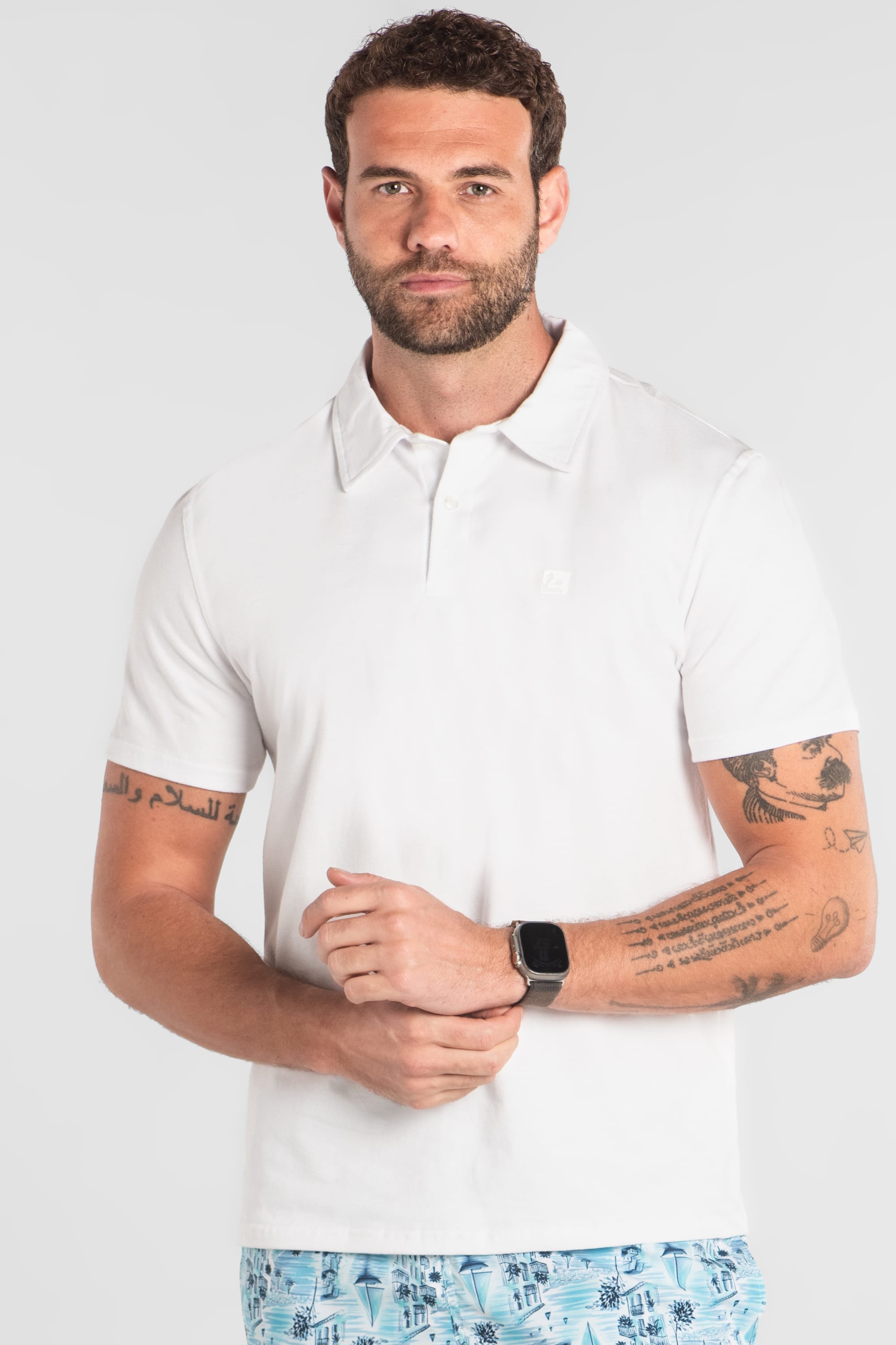 Camisa Polo Masculina Piquet com Elastano (Branco) The Philippines - Imagem 5